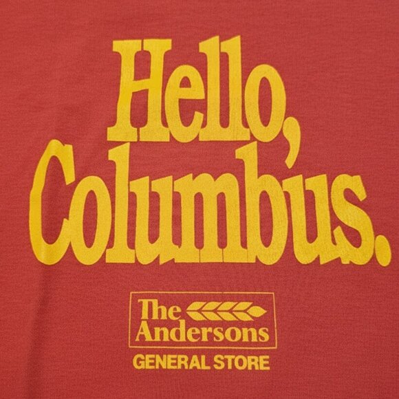 Nos Vintage 80s HELLO COLUMBUS T Shirt XL The Andersons General Store Oho Tee - Picture 2 of 9
